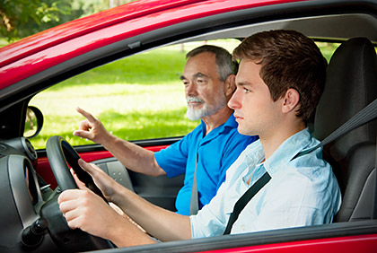 Teenage driver takes behind the wheel test